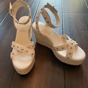 Vince Camuto wedge sandal size 8 medium/39 euro in cream. Worn 2 times